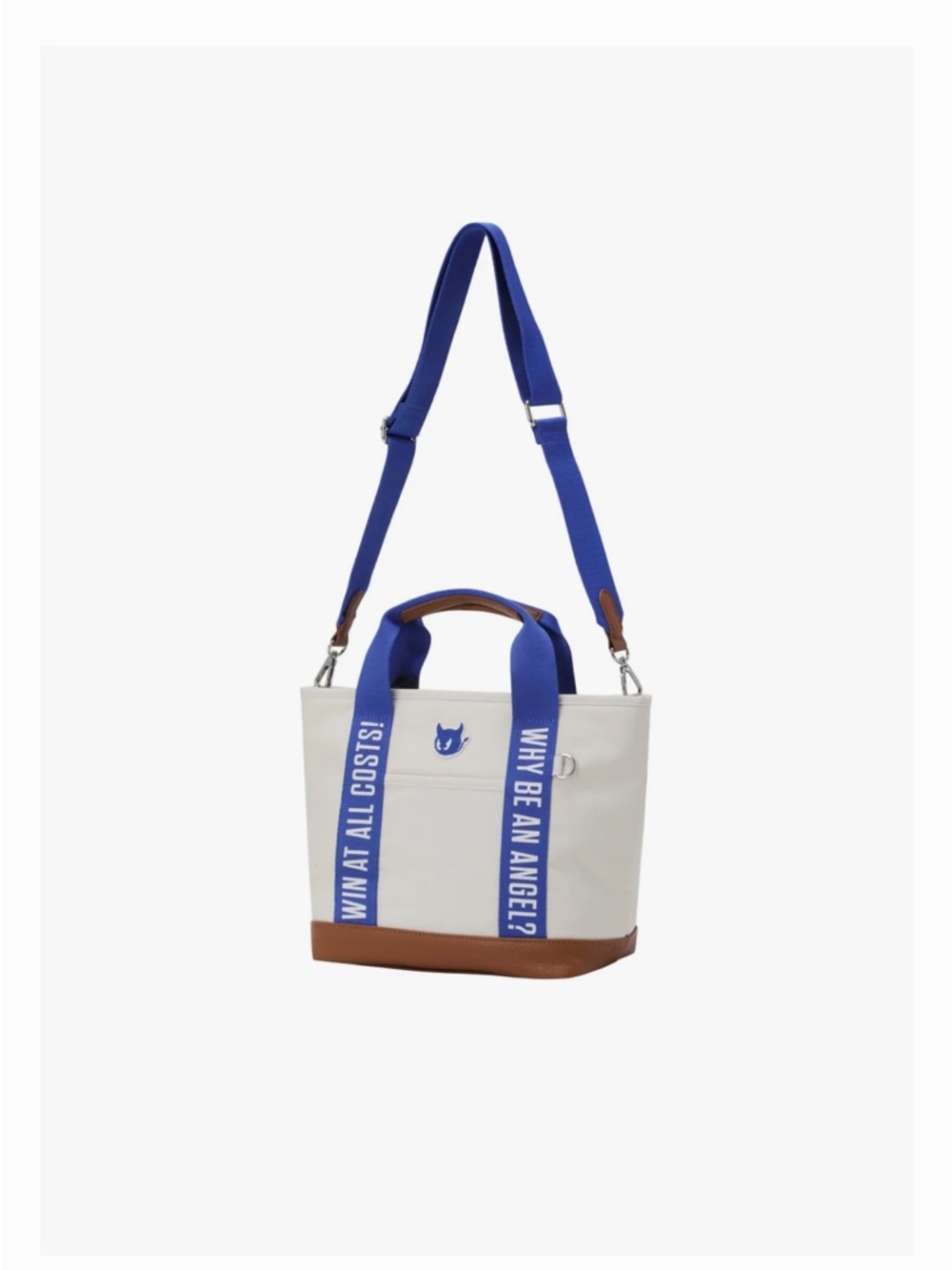 NWT WAAC Canvas Tote Bag with Blue Straps and Brown Trim